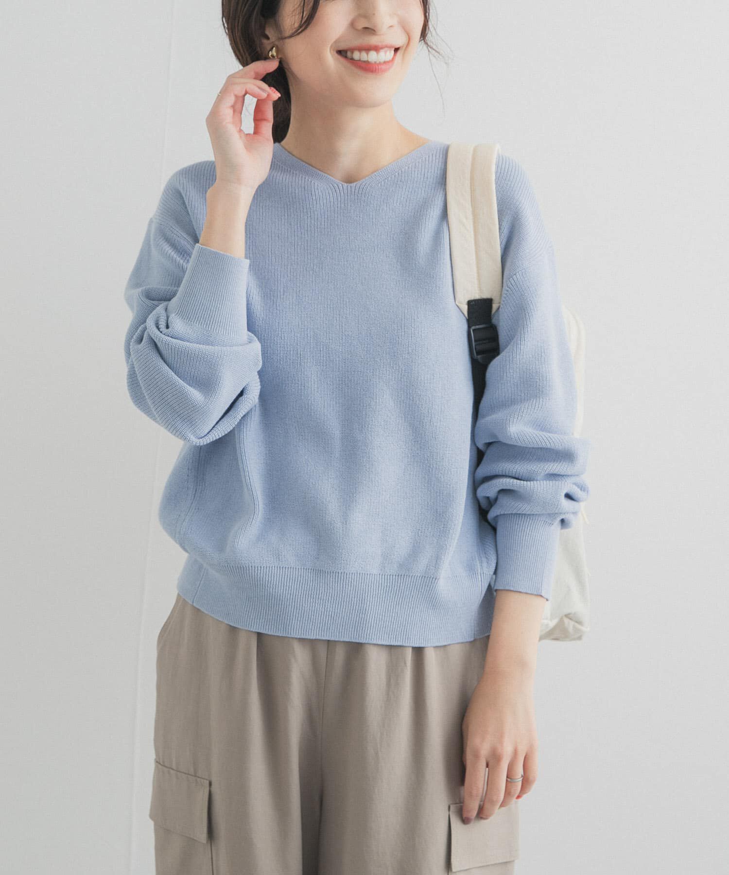 URBAN RESEARCH DOORS「コットン畦Vネックニット」|ニット・セーター|