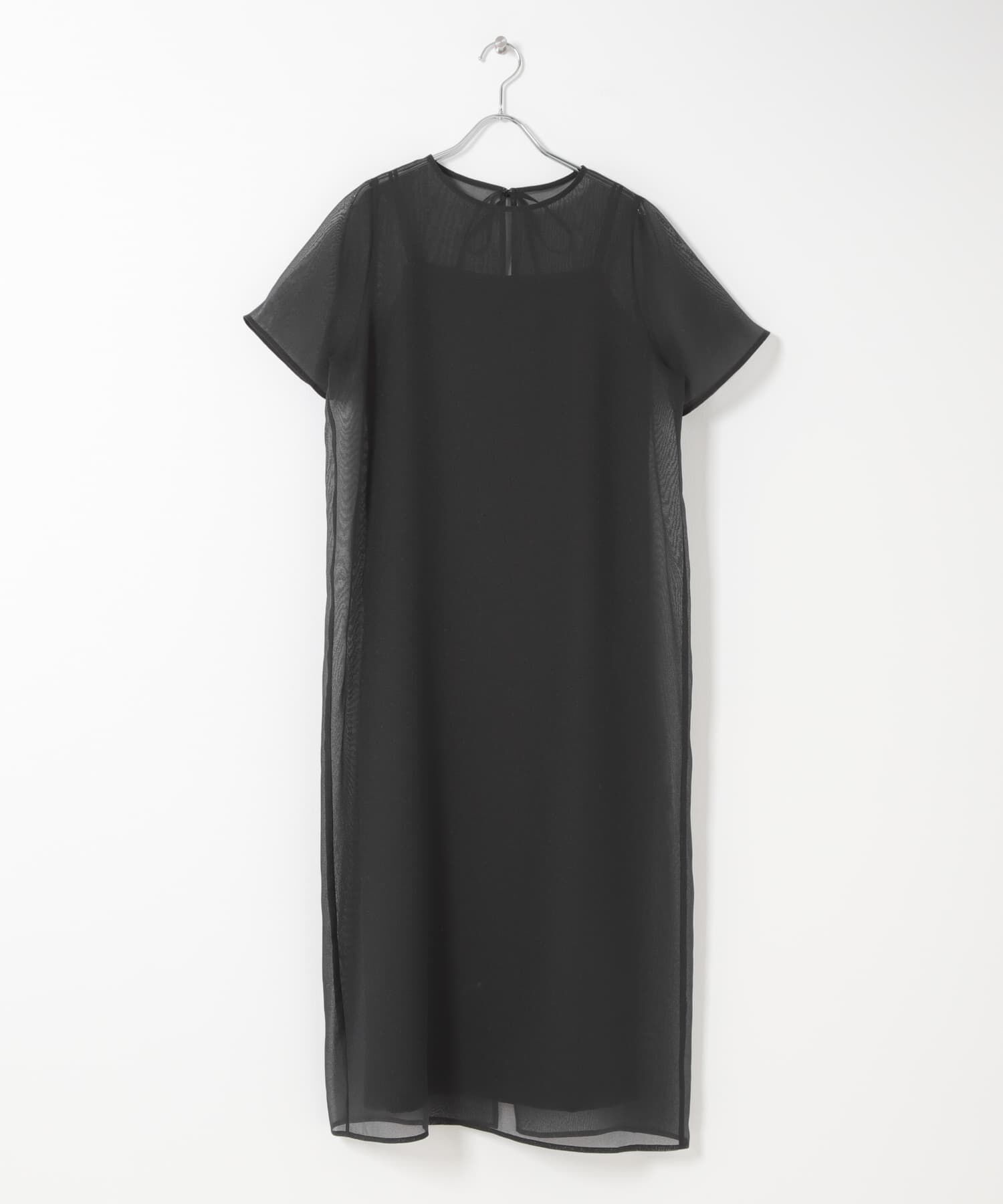 URBAN RESEARCH ROSSO「ハーフスリーブオーガンジーバックオープンドレス」|ワンピース|