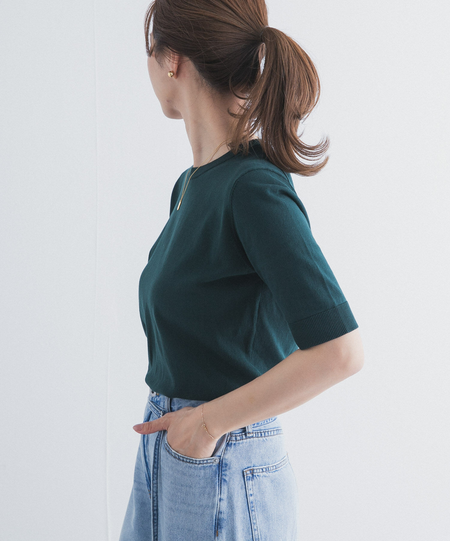 URBAN RESEARCH DOORS「『UR TECH ひやサラクール』コットンハーフスリーブKNIT」|ニット・セーター|