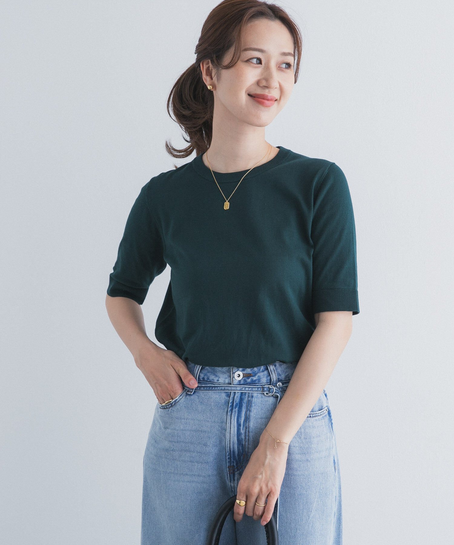 URBAN RESEARCH DOORS「『UR TECH ひやサラクール』コットンハーフスリーブKNIT」|ニット・セーター|