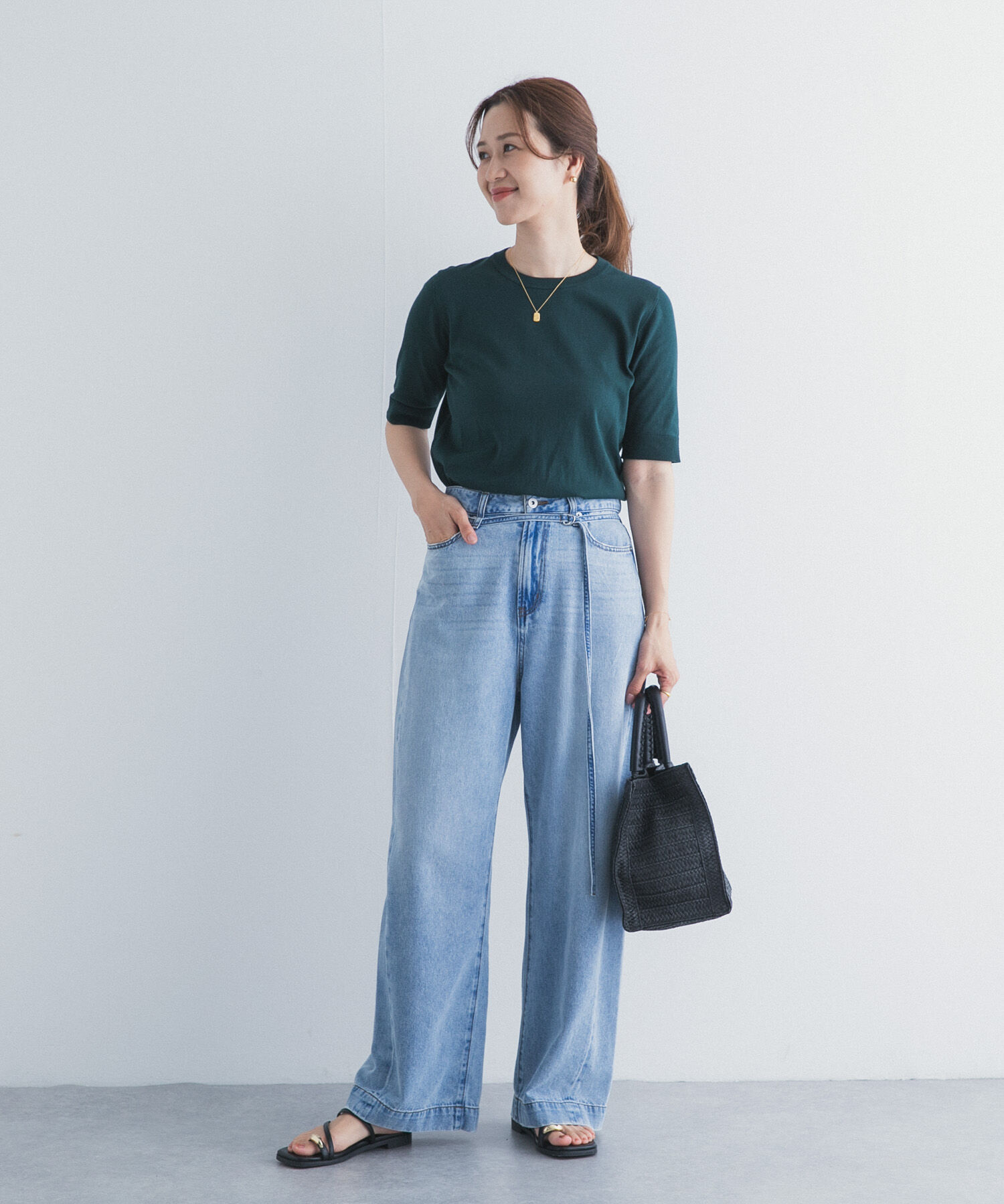 URBAN RESEARCH DOORS「『UR TECH ひやサラクール』コットンハーフスリーブKNIT」|ニット・セーター|