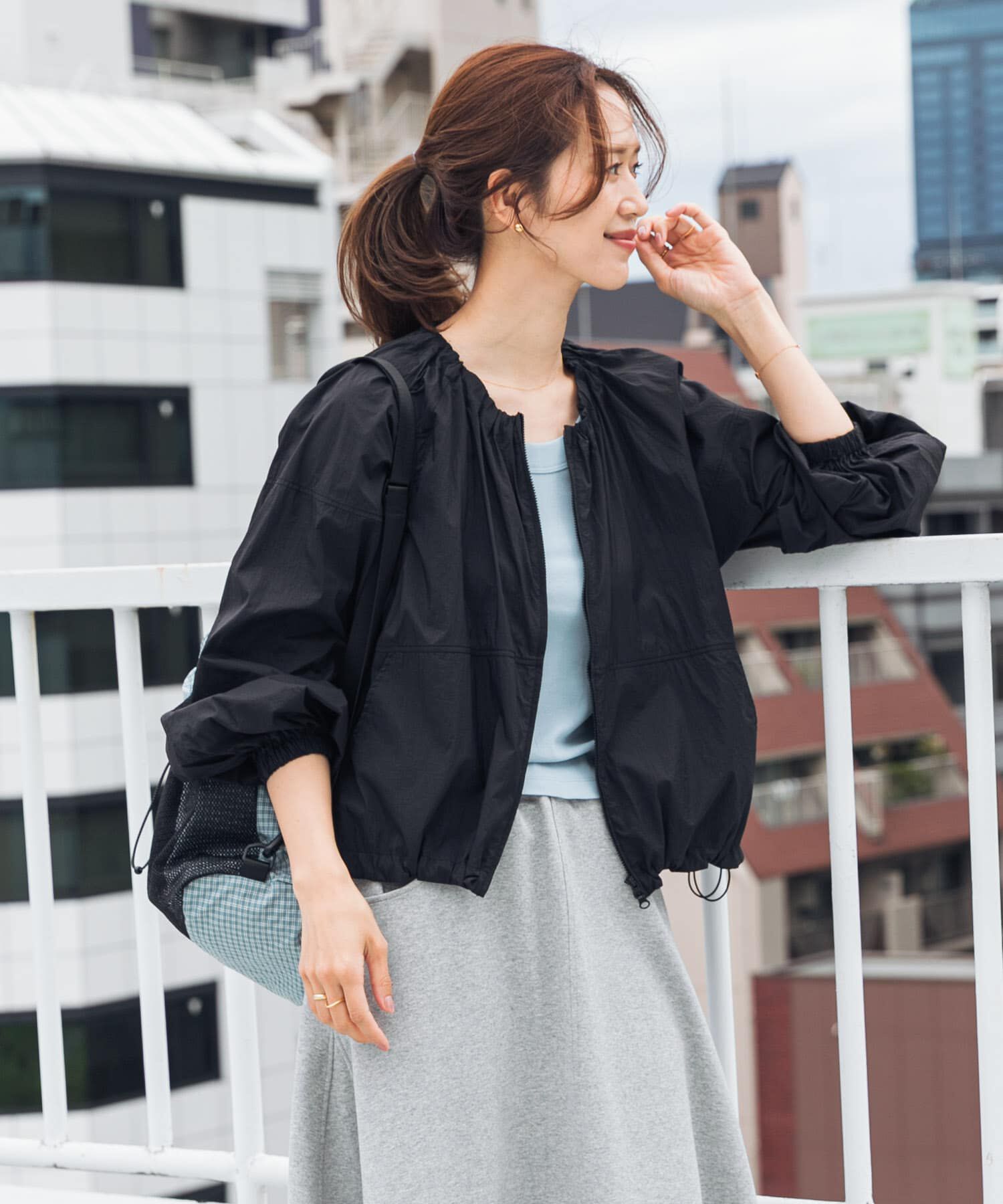 URBAN RESEARCH DOORS「『UR TECH』ポケッタブル撥水ノーカラーブルゾン」|ブルゾン・スタジャン|