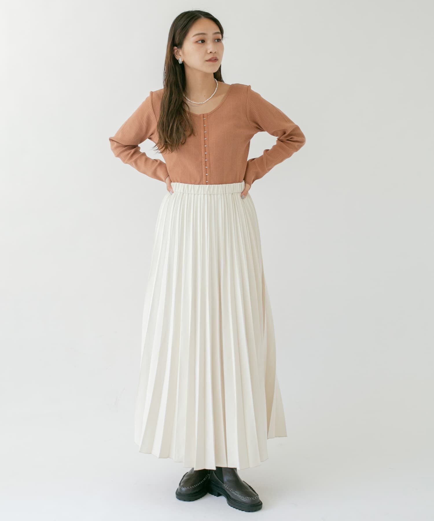  「フロントホックデザインカットソー」|Tシャツ・カットソー|