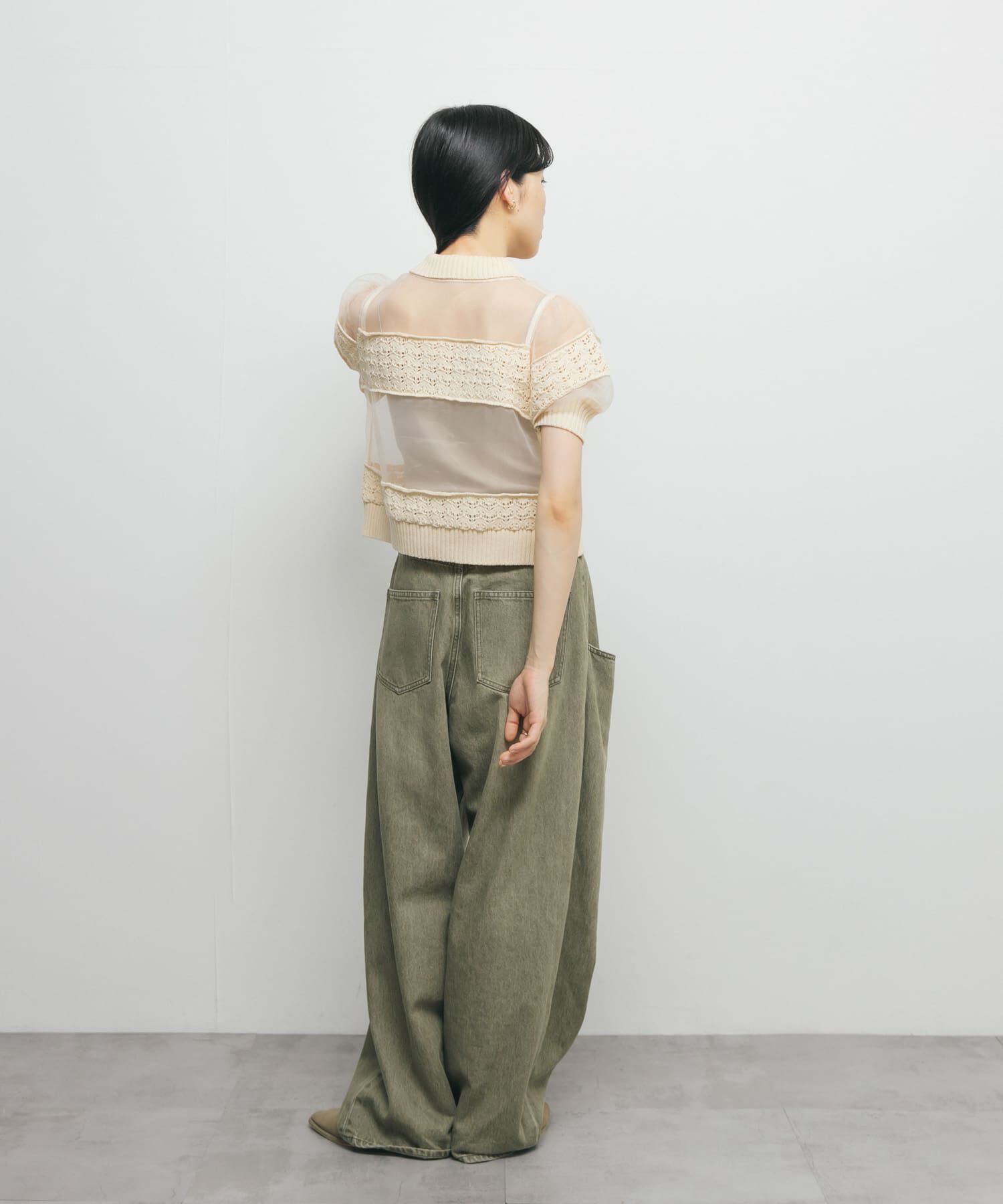  「クロシェニットドッキングブラウス」|シャツ・ブラウス|