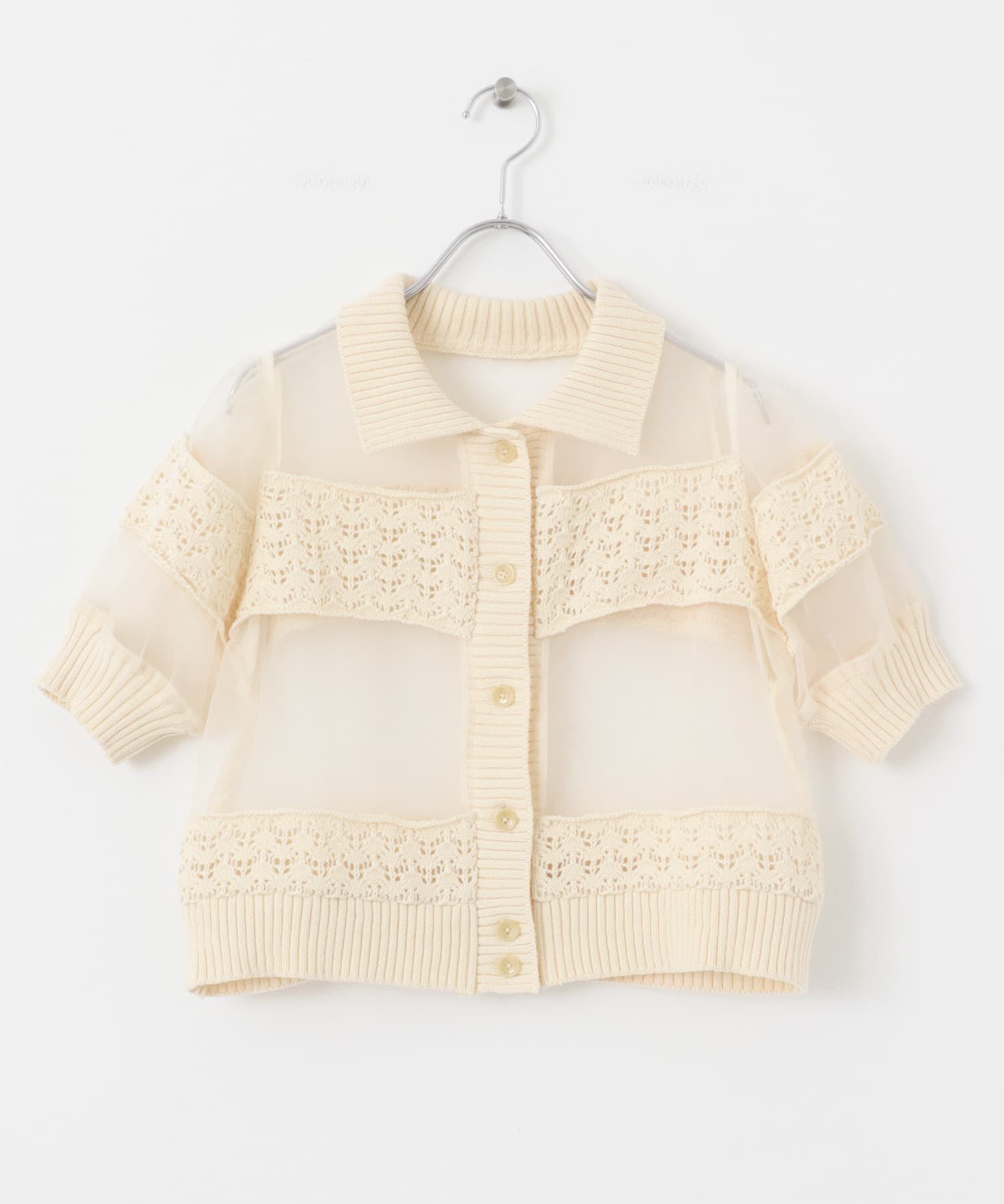  「クロシェニットドッキングブラウス」|シャツ・ブラウス|