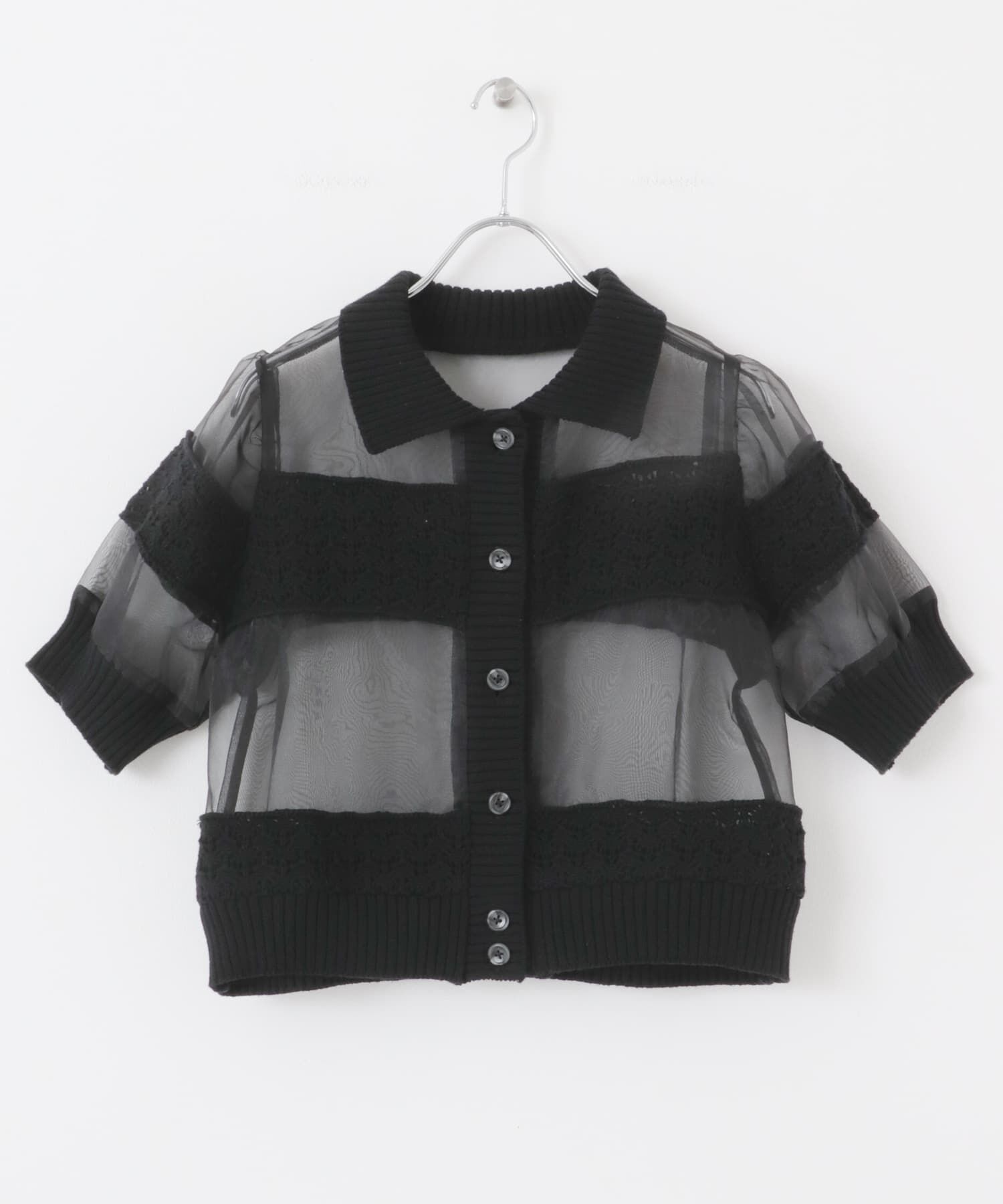  「クロシェニットドッキングブラウス」|シャツ・ブラウス|