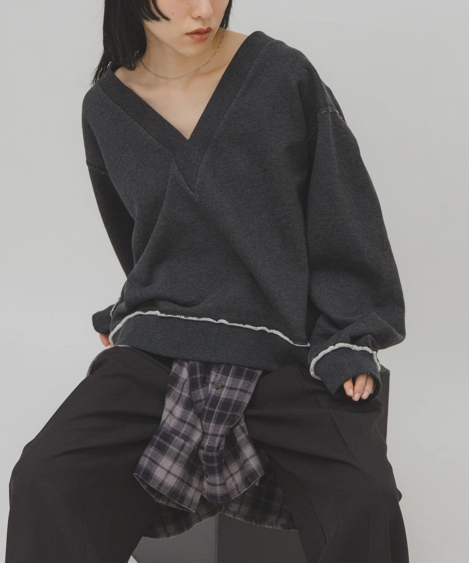  「2WAYルーズスウェット」|Tシャツ・カットソー|チャコールグレー