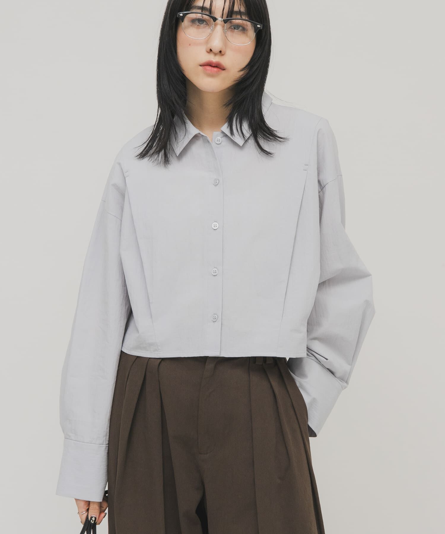  「タックヘムクロップドシャツ」|シャツ・ブラウス|ライトブルー