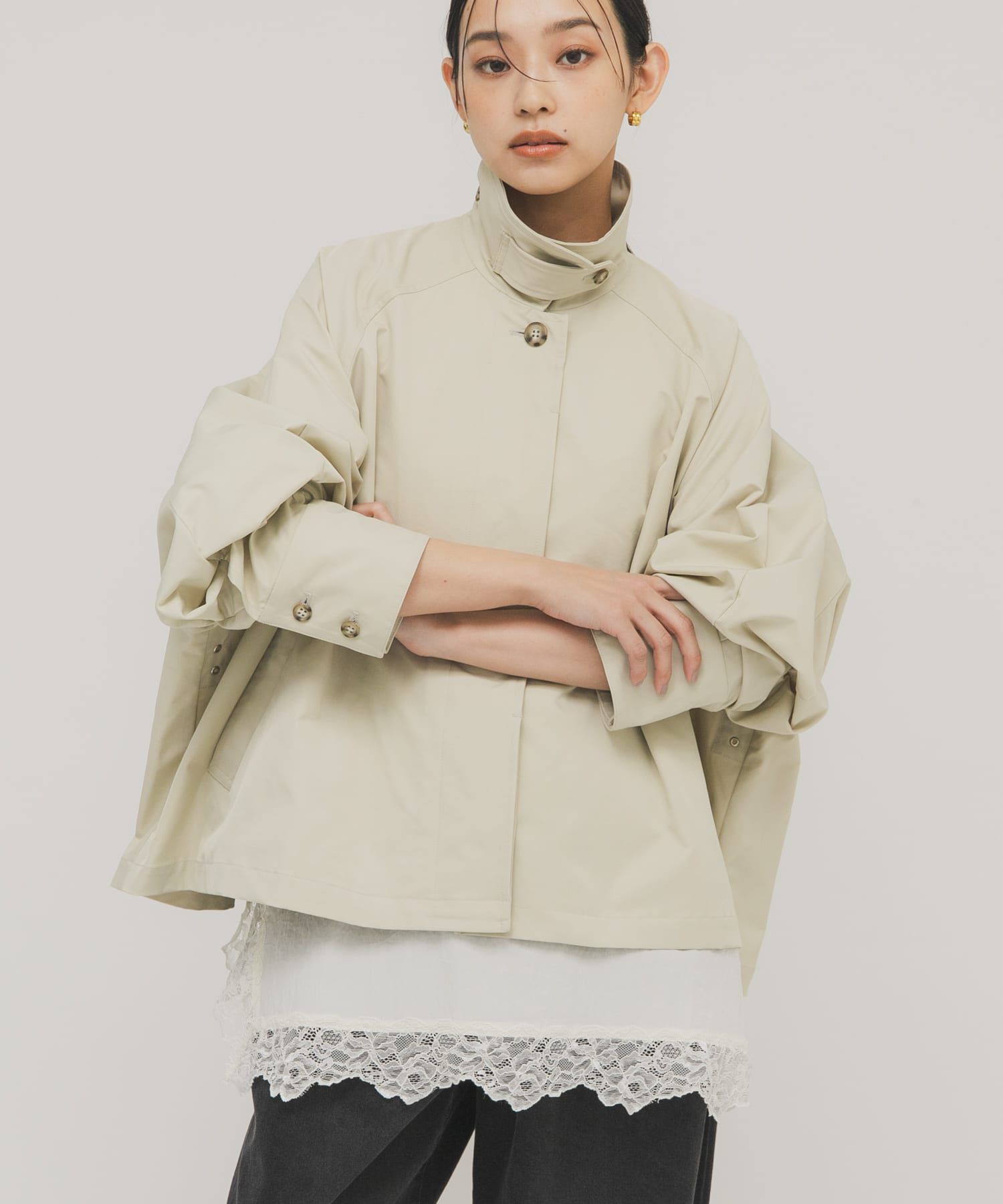  「ステンカラーマントコート」|ステンカラーコート|グレー系その他