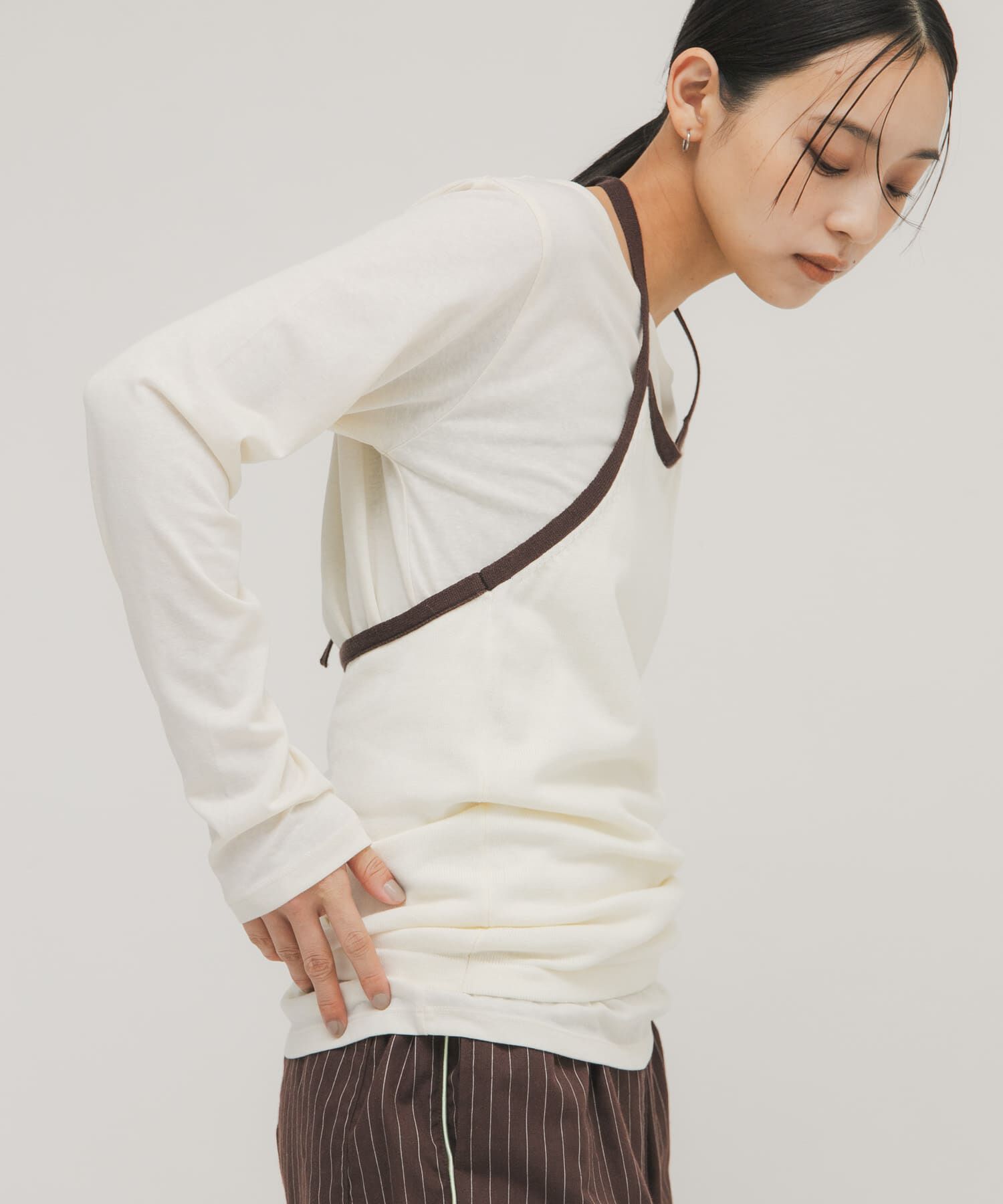  「バイカラービスチェSETトップス」|Tシャツ・カットソー|