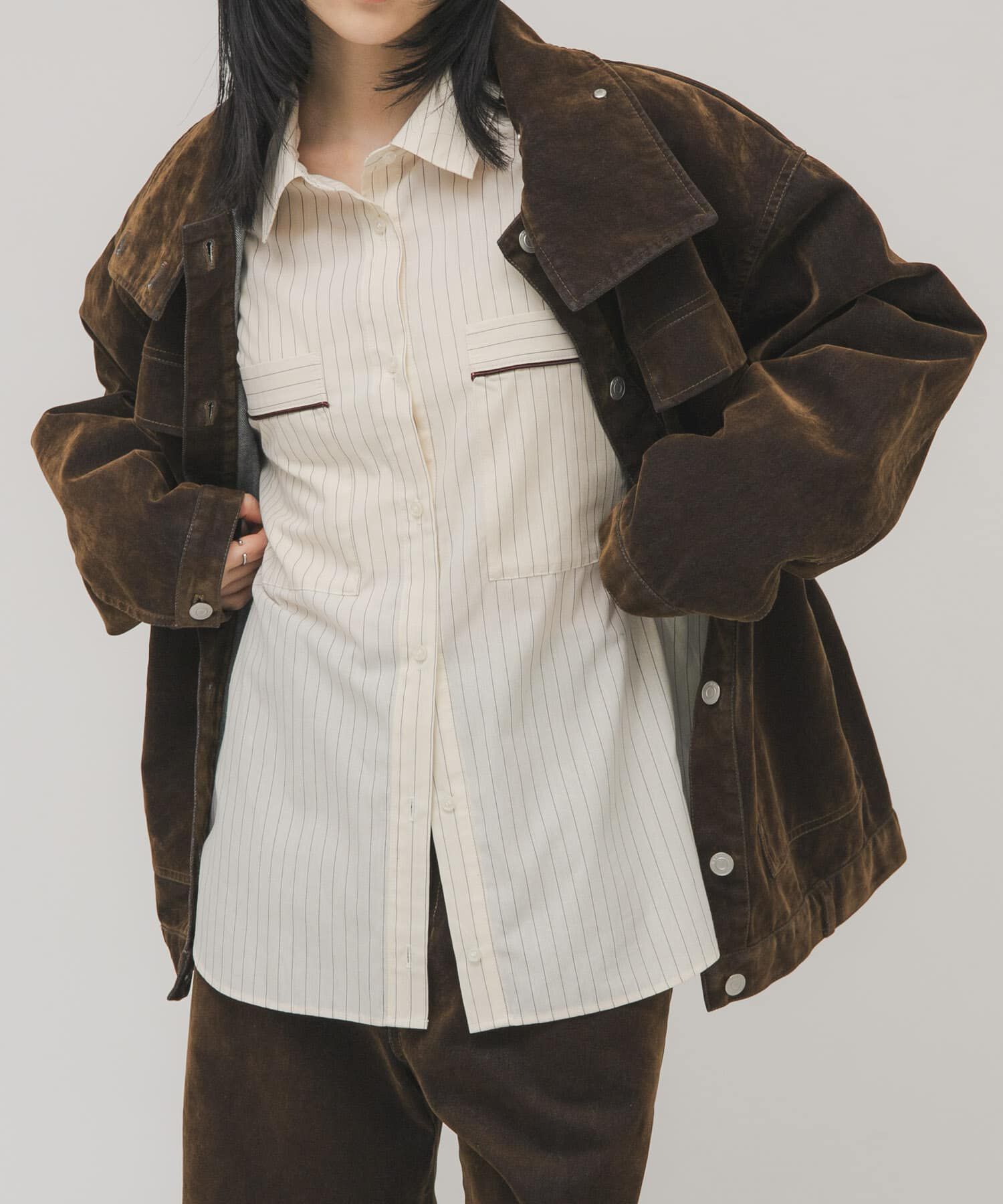  「ストライプBIGシャツ」|シャツ・ブラウス|アイボリー