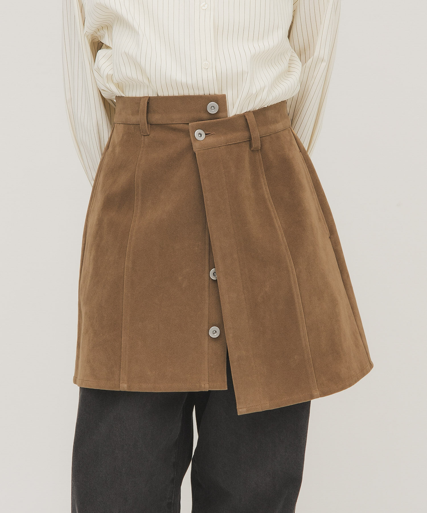  「2WAYラップミニスカート」|スカート|キャメル
