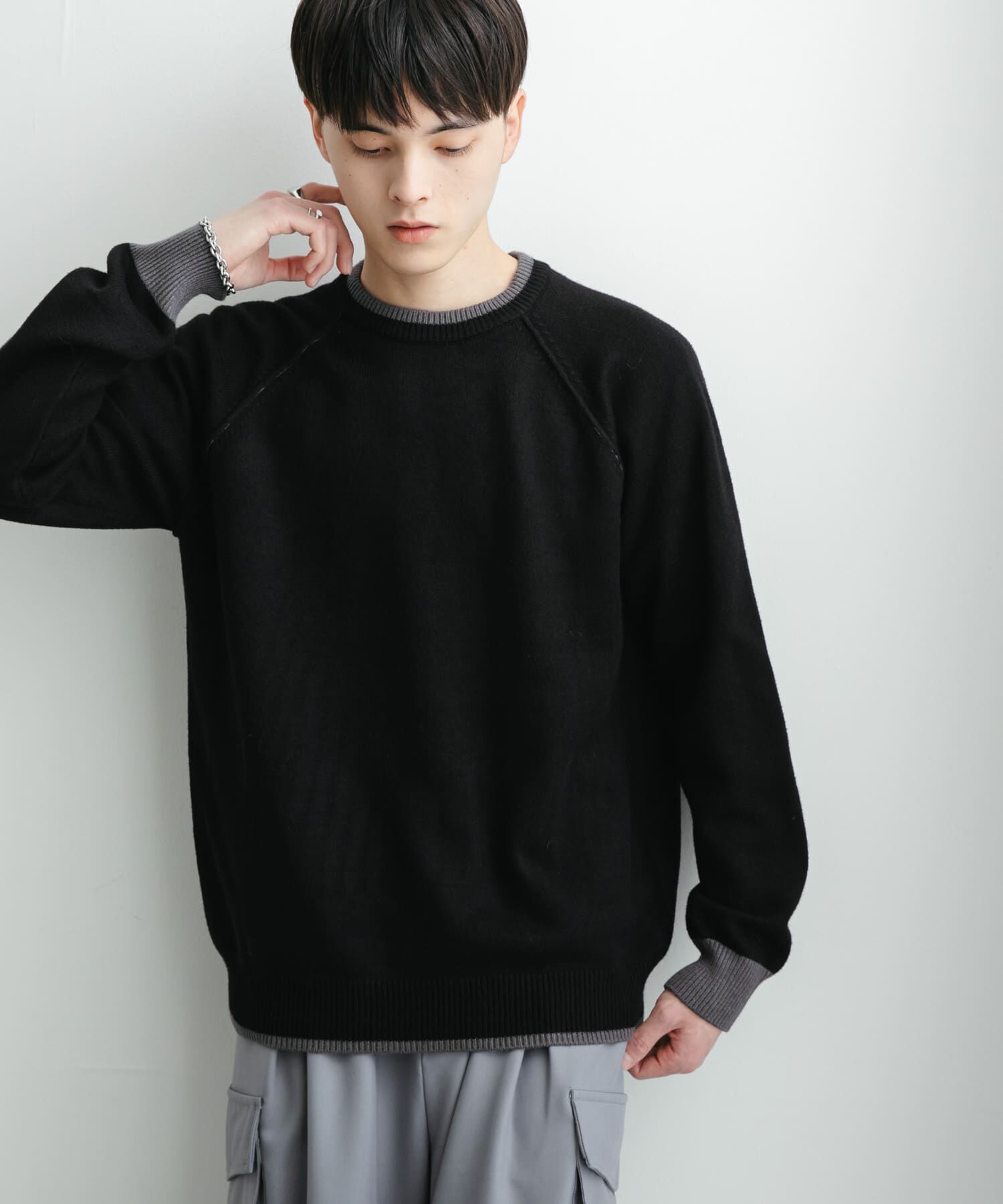 SENSE OF PLACE by URBAN RESEARCH「『ユニセックス』『洗濯可』ストレッチリブハイショクラインニット」|ニット・セーター|