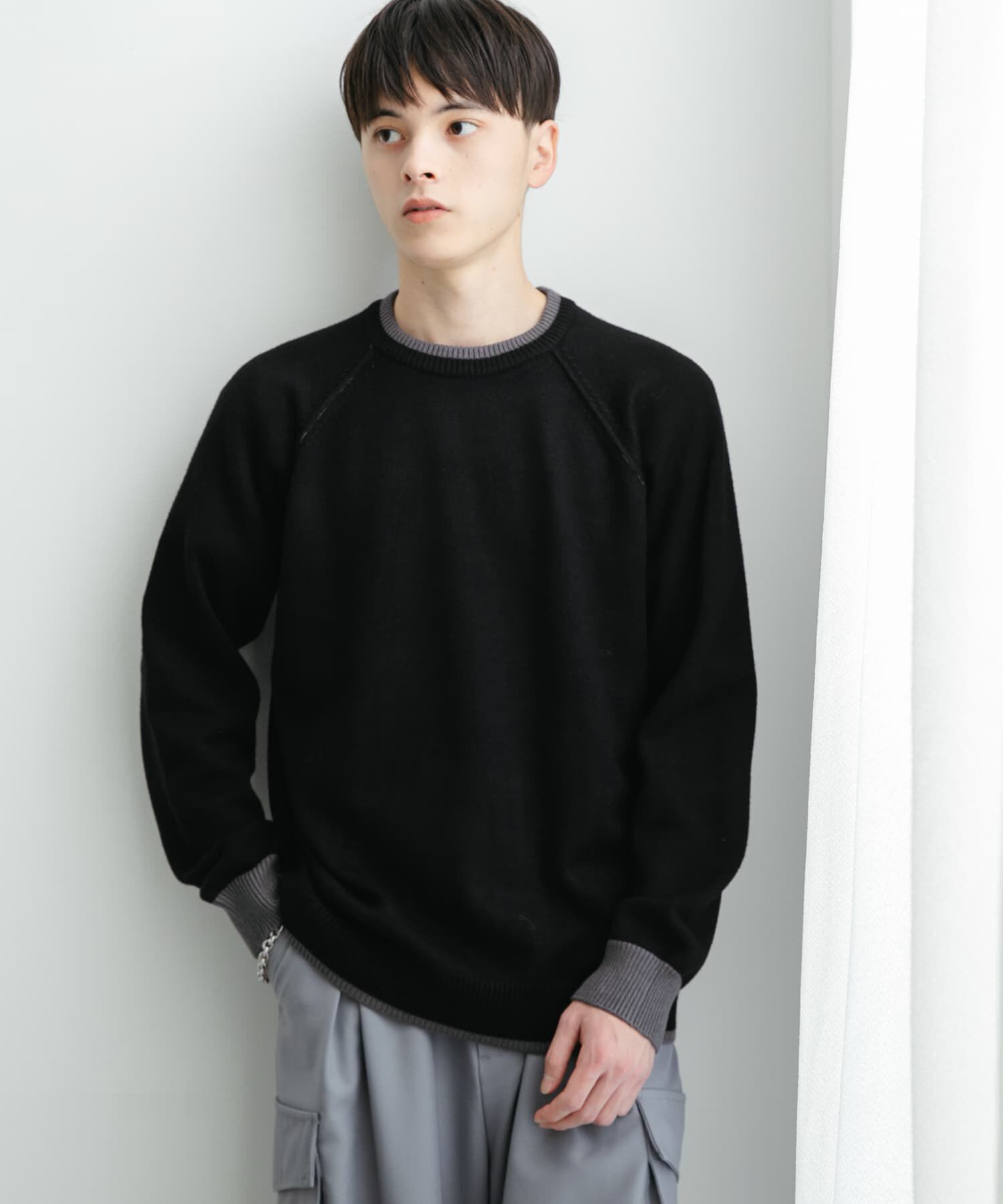 SENSE OF PLACE by URBAN RESEARCH「『ユニセックス』『洗濯可』ストレッチリブハイショクラインニット」|ニット・セーター|