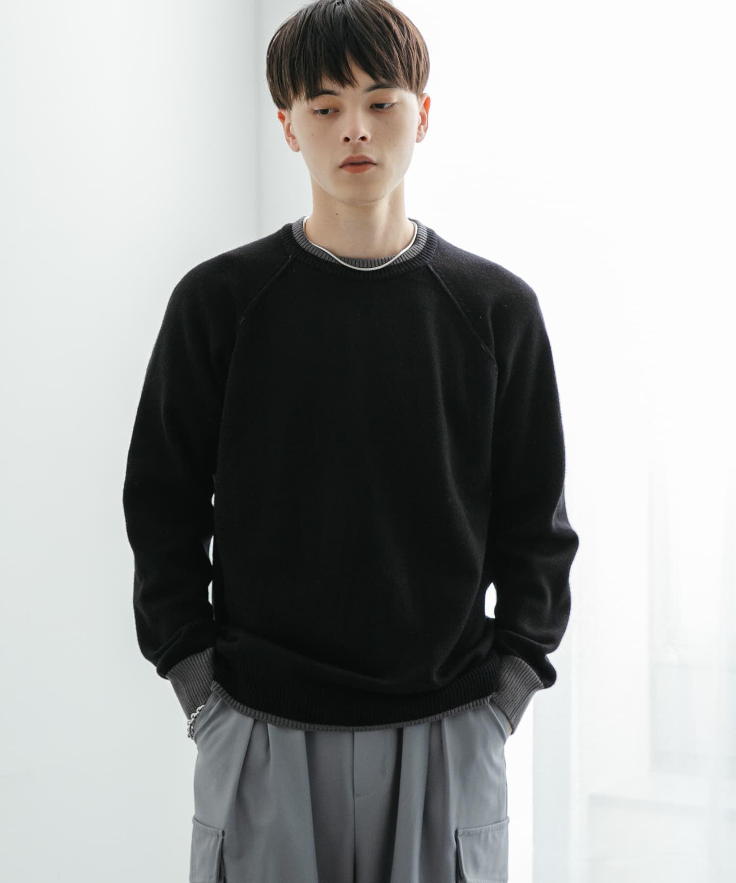 SENSE OF PLACE by URBAN RESEARCH「『ユニセックス』『洗濯可』ストレッチリブハイショクラインニット」|ニット・セーター|