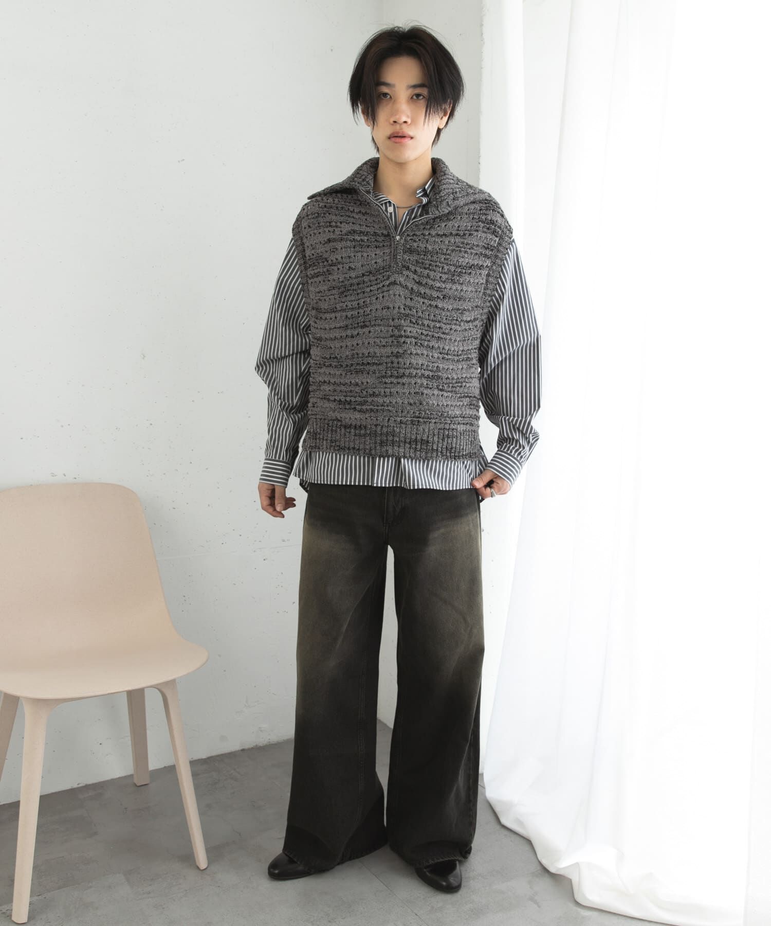 SENSE OF PLACE by URBAN RESEARCH「ミックスメランジハーフジップニットベスト」|ベスト・ジレ|