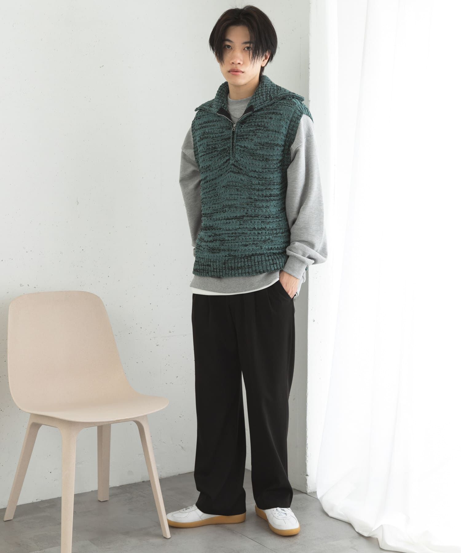 SENSE OF PLACE by URBAN RESEARCH「ミックスメランジハーフジップニットベスト」|ベスト・ジレ|