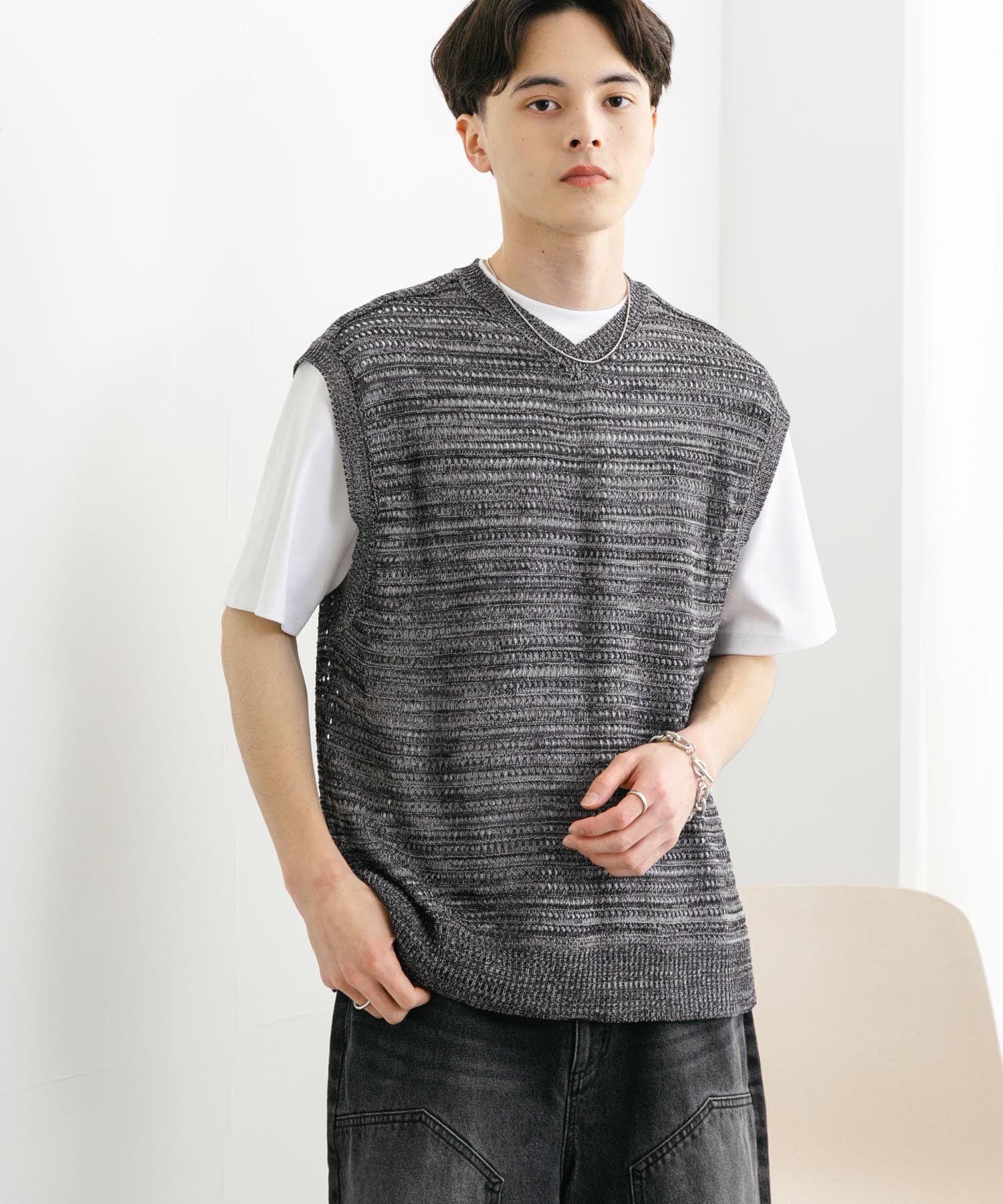 SENSE OF PLACE by URBAN RESEARCH「ミックスメランジVネックベスト」|ベスト・ジレ|