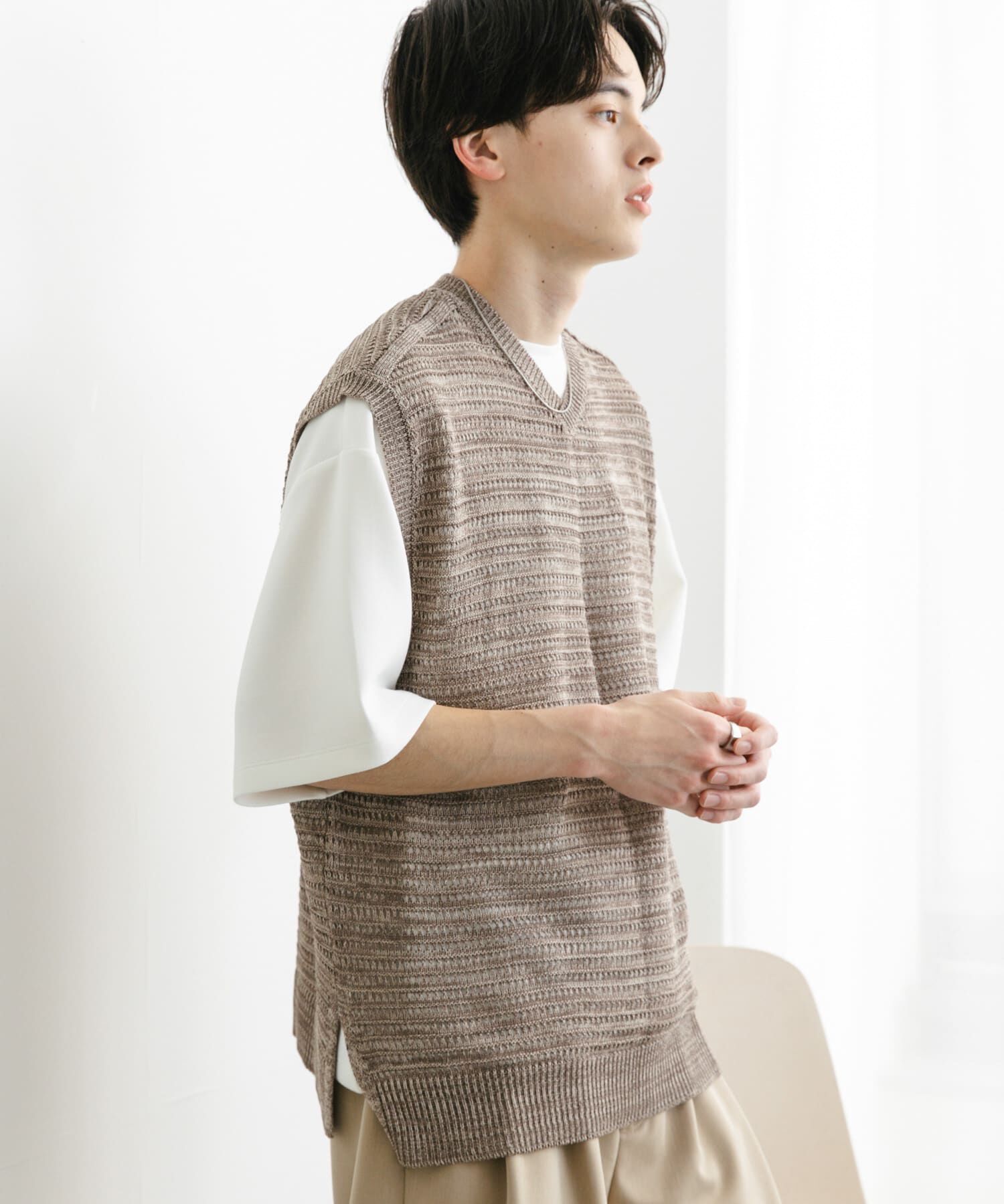 SENSE OF PLACE by URBAN RESEARCH「ミックスメランジVネックベスト」|ベスト・ジレ|