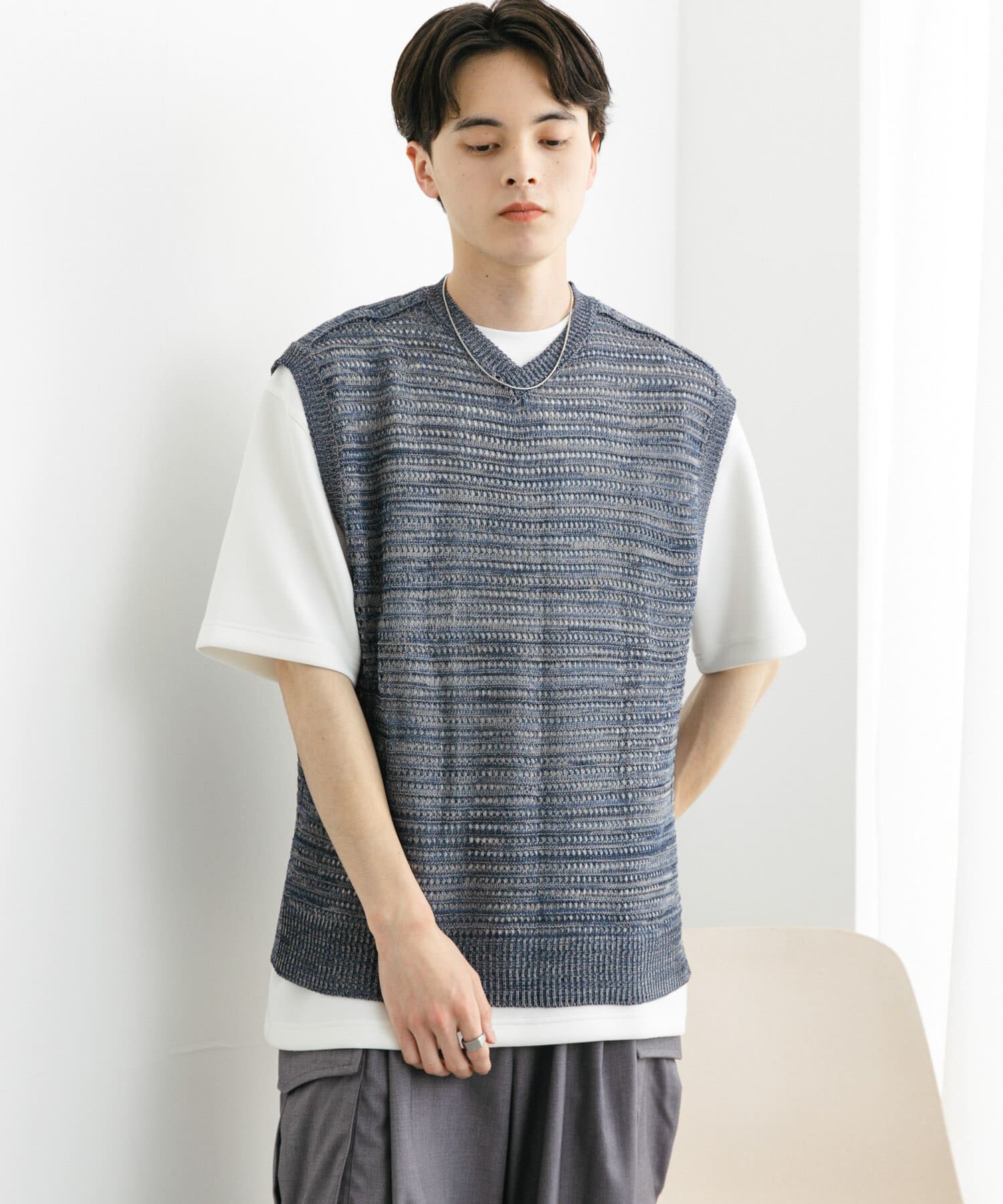 SENSE OF PLACE by URBAN RESEARCH「ミックスメランジVネックベスト」|ベスト・ジレ|