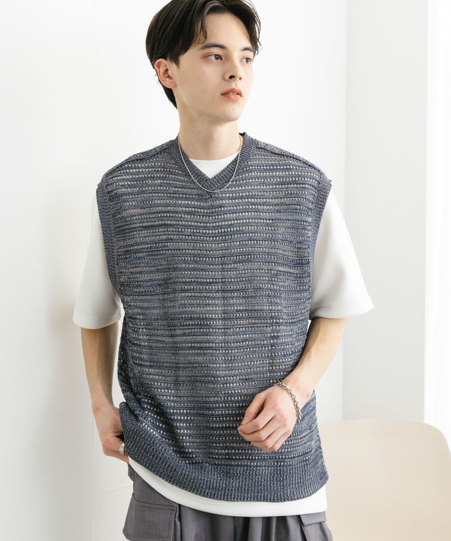 SENSE OF PLACE by URBAN RESEARCH「ミックスメランジVネックベスト」|ベスト・ジレ|