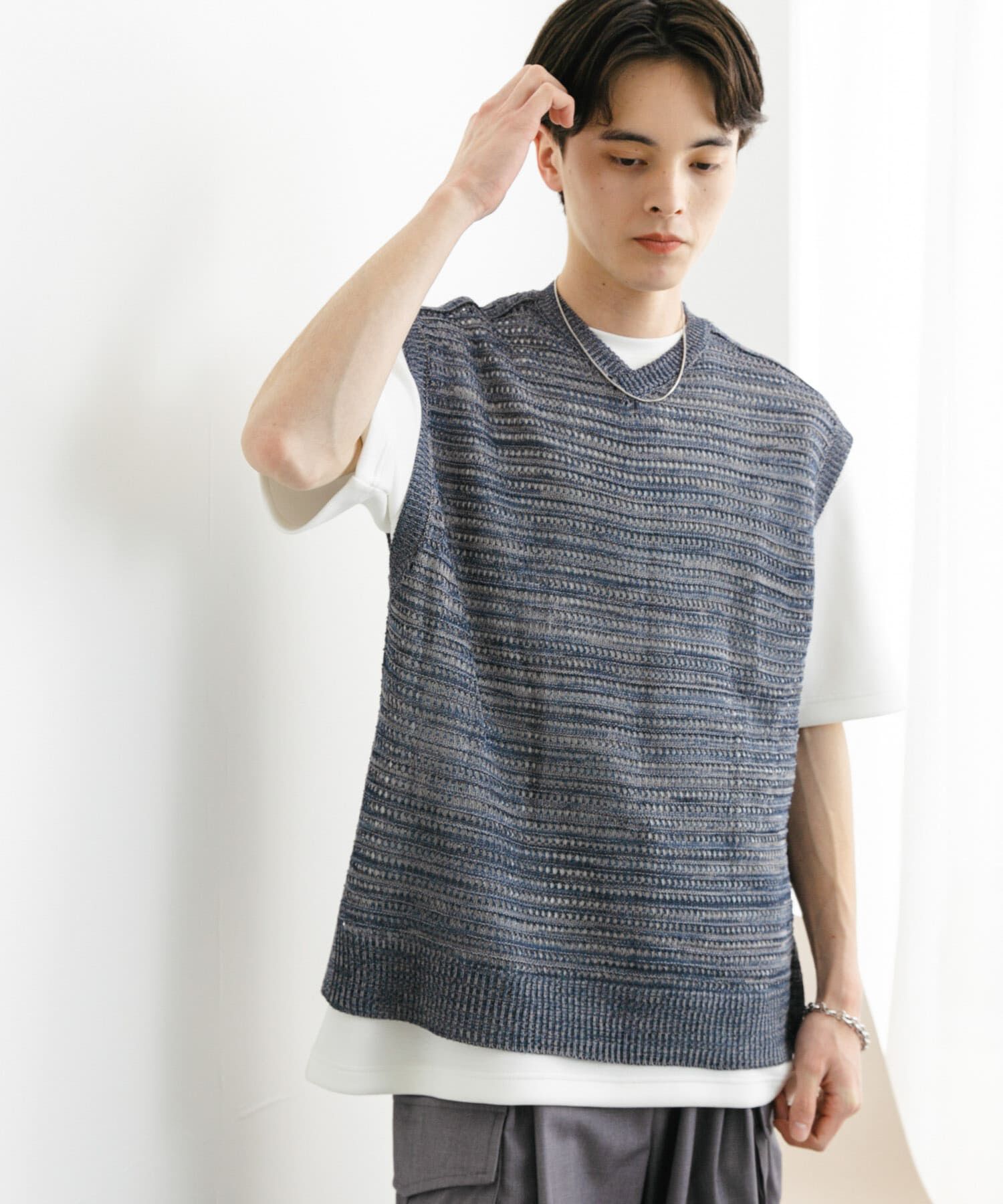 SENSE OF PLACE by URBAN RESEARCH「ミックスメランジVネックベスト」|ベスト・ジレ|