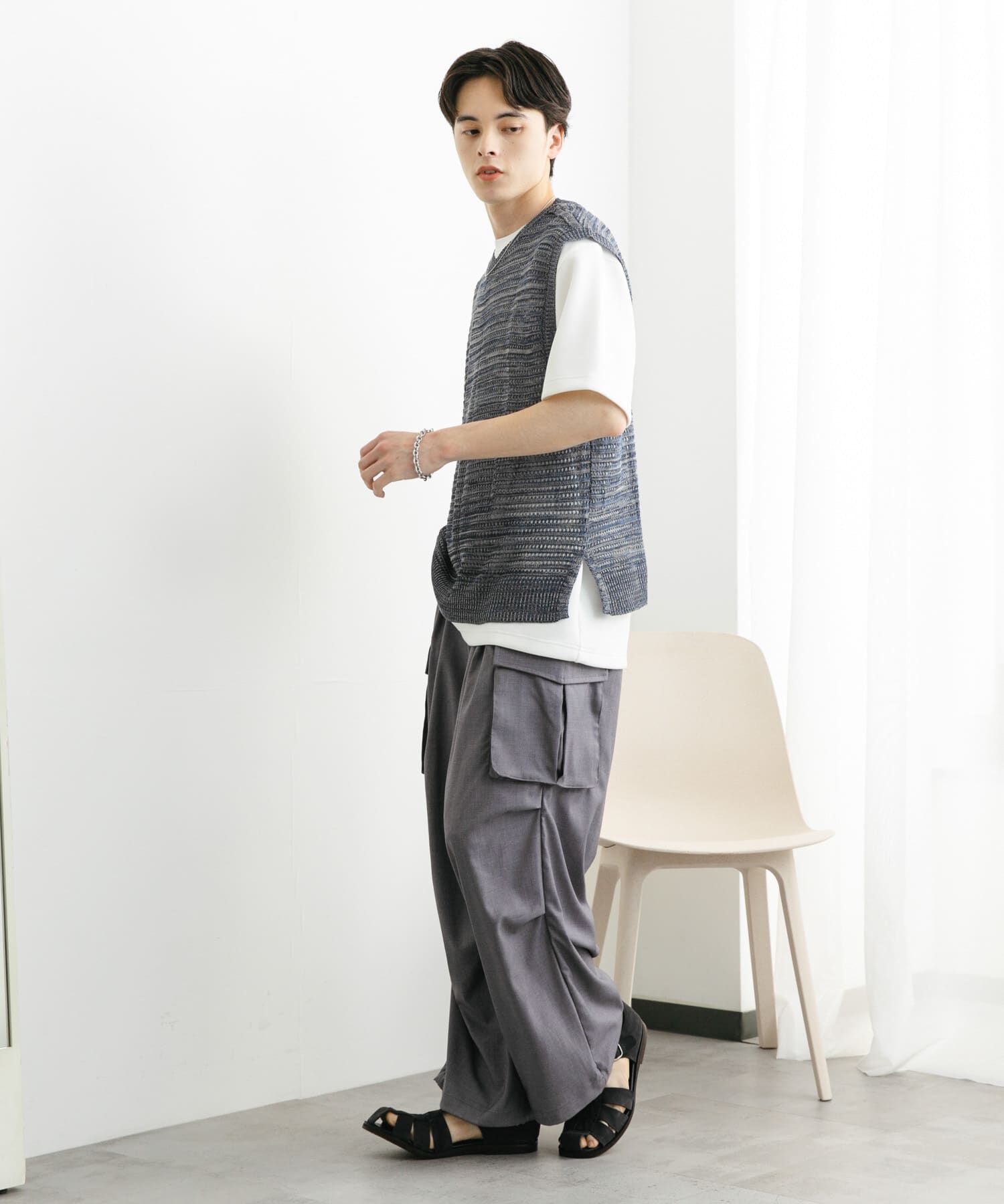 SENSE OF PLACE by URBAN RESEARCH「ミックスメランジVネックベスト」|ベスト・ジレ|