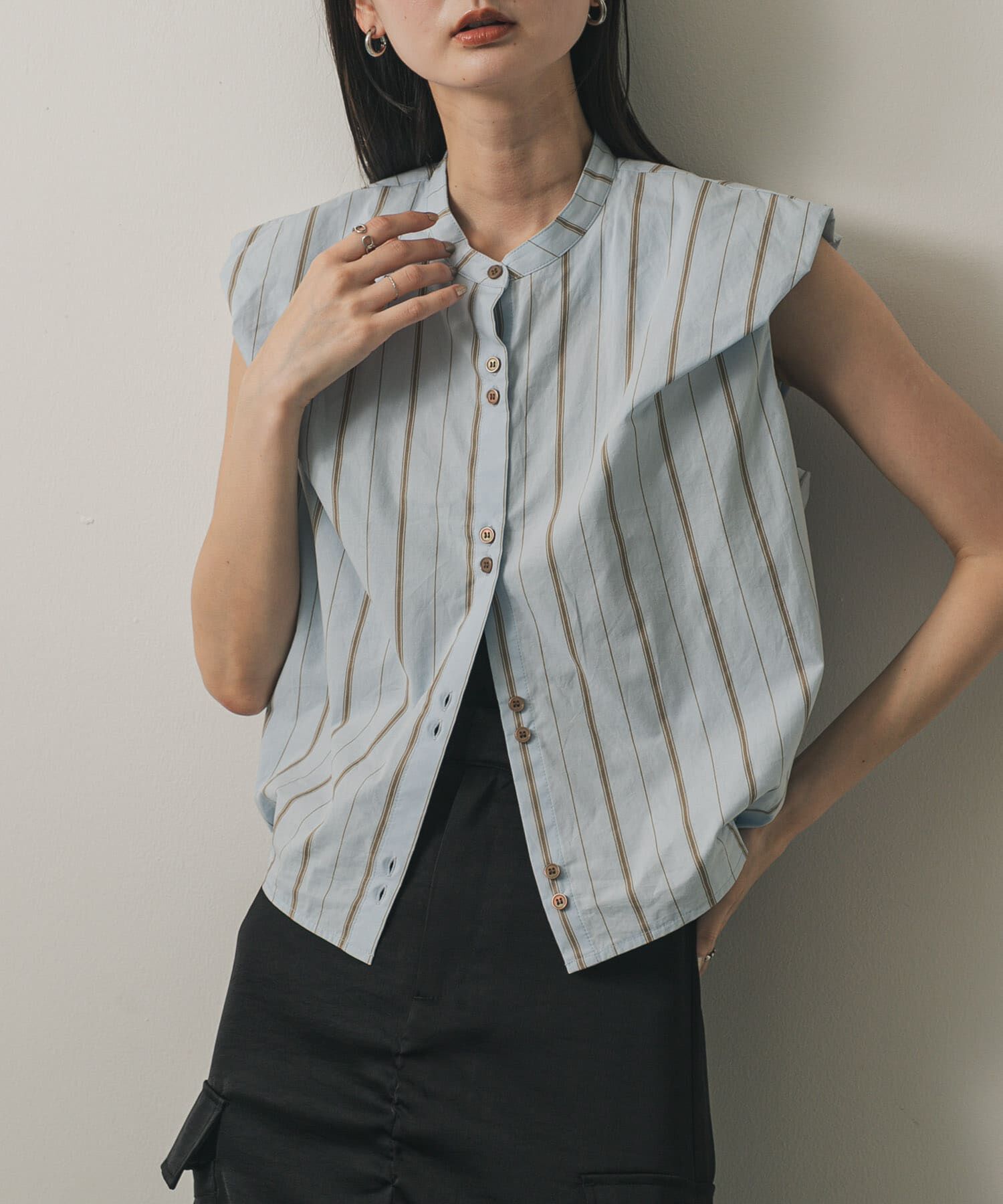 SENSE OF PLACE by URBAN RESEARCH「ダブルボタンバルーンブラウス」|シャツ・ブラウス|ブルー系その他