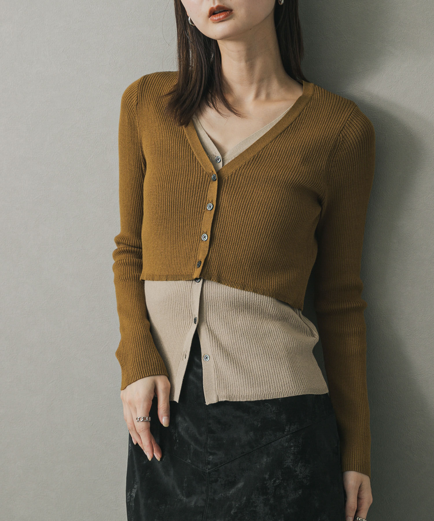 SENSE OF PLACE by URBAN RESEARCH「ダブルレイヤードカーディガン」|カーディガン|キャメル