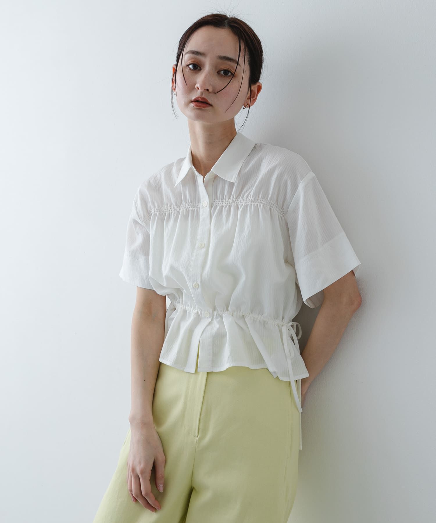 SENSE OF PLACE by URBAN RESEARCH「クロップドペプラムシャーリングシャツ」|シャツ・ブラウス|