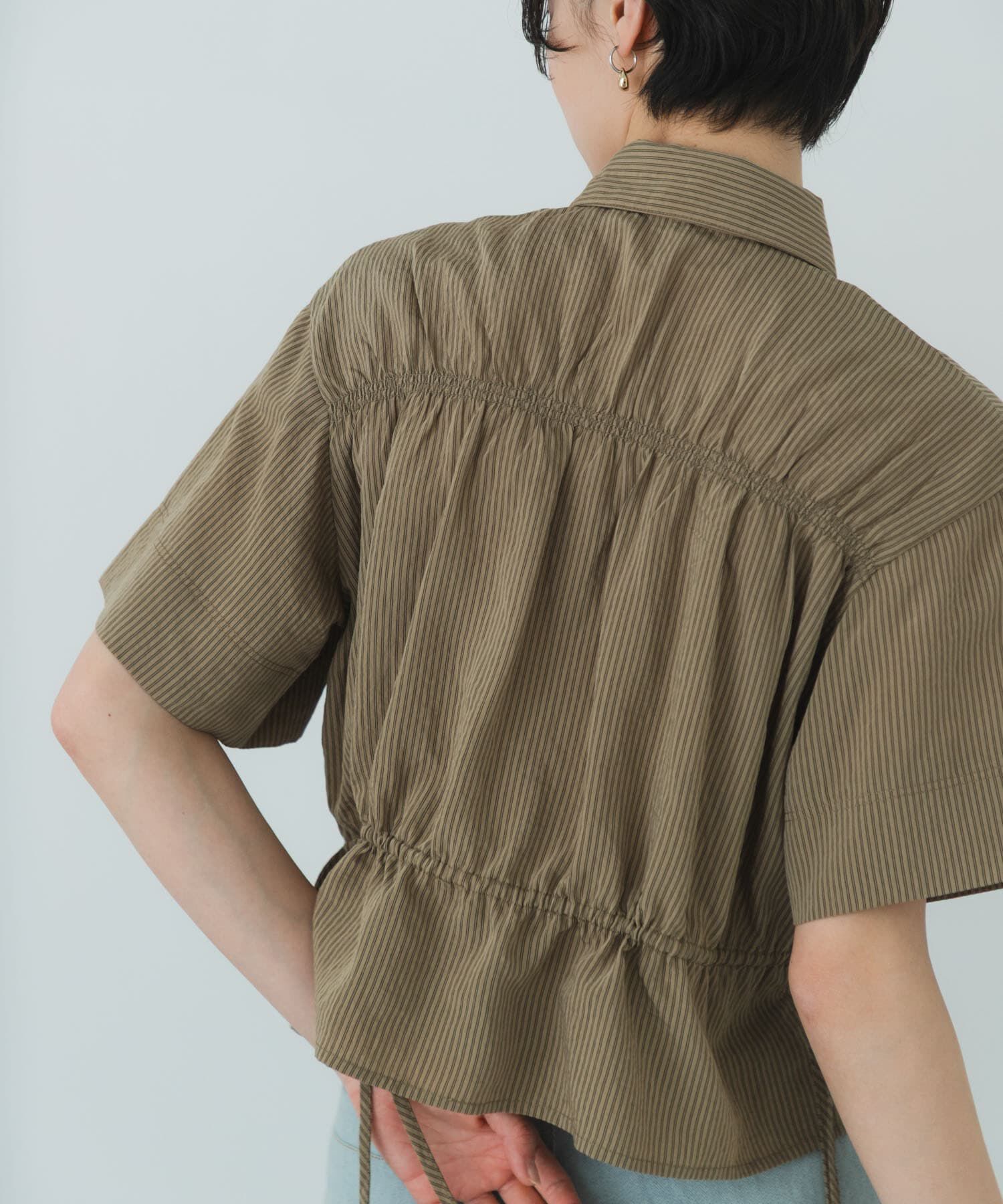 SENSE OF PLACE by URBAN RESEARCH「クロップドペプラムシャーリングシャツ」|シャツ・ブラウス|