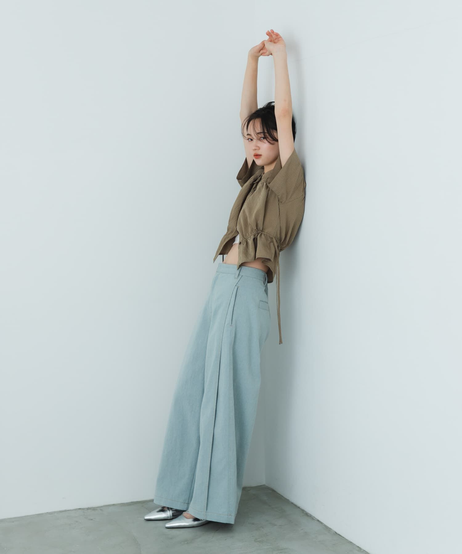 SENSE OF PLACE by URBAN RESEARCH「クロップドペプラムシャーリングシャツ」|シャツ・ブラウス|