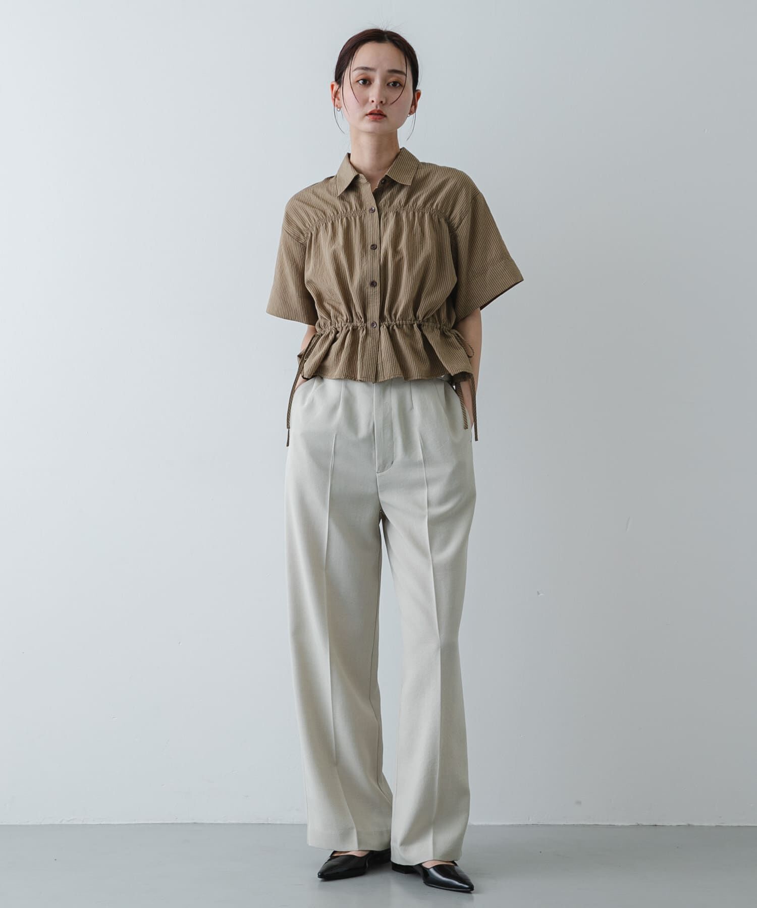 SENSE OF PLACE by URBAN RESEARCH「クロップドペプラムシャーリングシャツ」|シャツ・ブラウス|