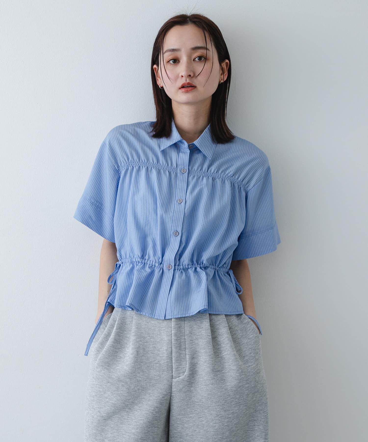 SENSE OF PLACE by URBAN RESEARCH「クロップドペプラムシャーリングシャツ」|シャツ・ブラウス|