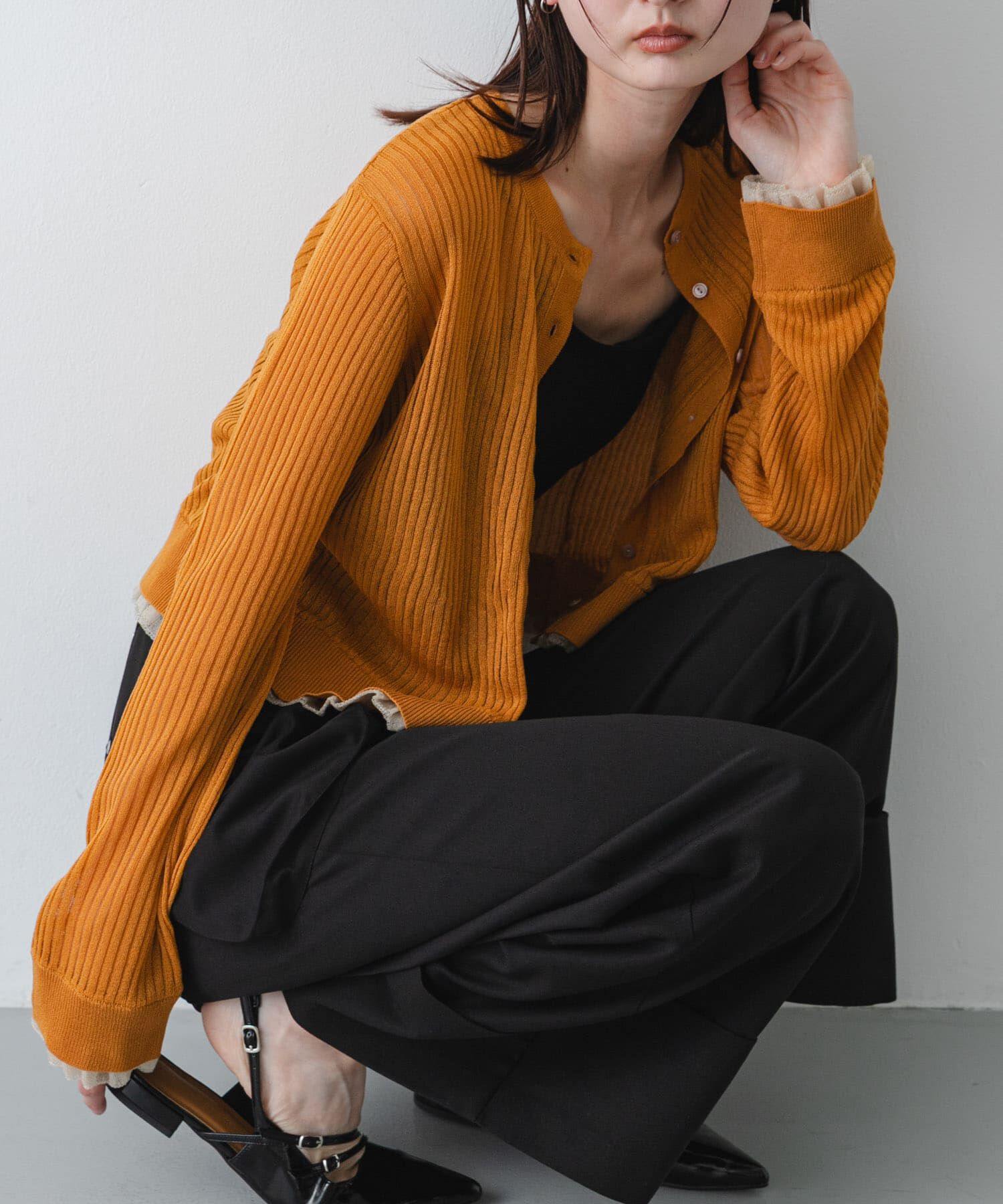 SENSE OF PLACE by URBAN RESEARCH「UVケアシアーリブカーディガン」|カーディガン|オレンジ