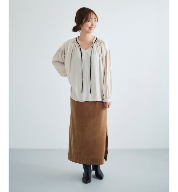 le.coeur blanc「ベロアサイドスリットスカート」|スカート|