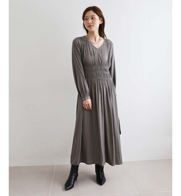 le.coeur blanc「シャーリングVネックワンピース」|ワンピース|