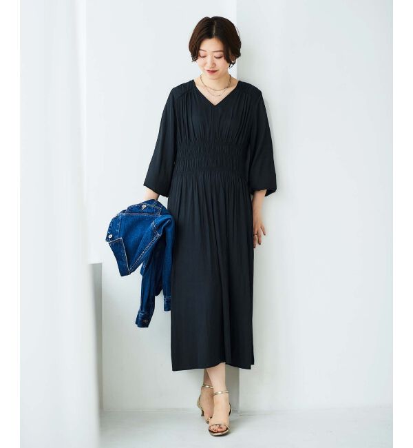 le.coeur blanc「シャーリングVネックワンピース」|ワンピース|