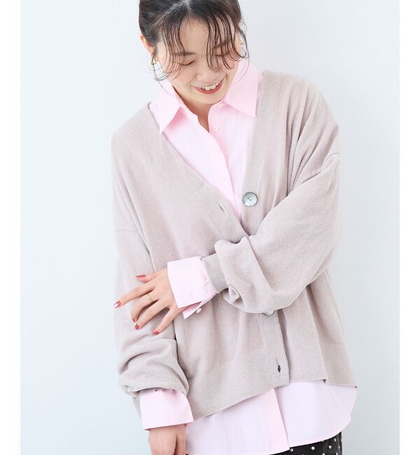  「モールヤーンVネックカーディガン」|カーディガン|Ｌ／ベージュ