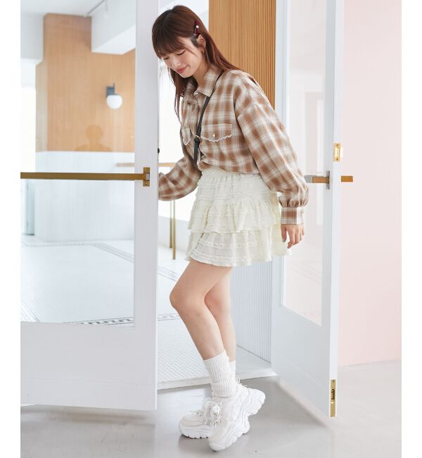 MAJESTICLEGON「カットレースフリルミニスカパン」|スカート|