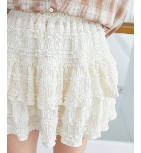 MAJESTICLEGON「カットレースフリルミニスカパン」|スカート|