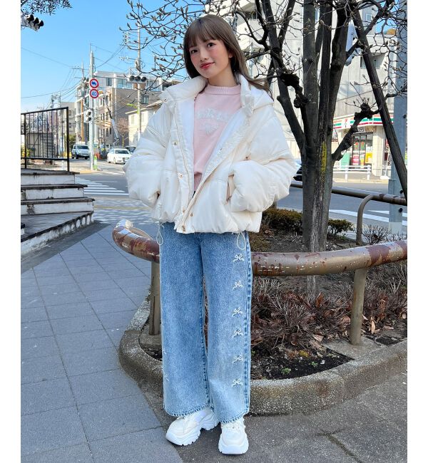 MAJESTICLEGON「リボンビジューデニムパンツ」|デニム|