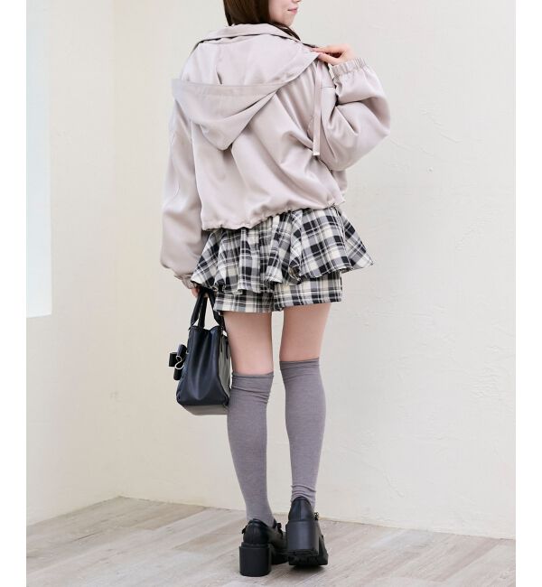  「サテンショートフードブルゾン」|ブルゾン・スタジャン|