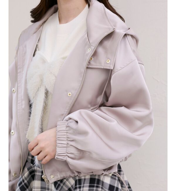  「サテンショートフードブルゾン」|ブルゾン・スタジャン|