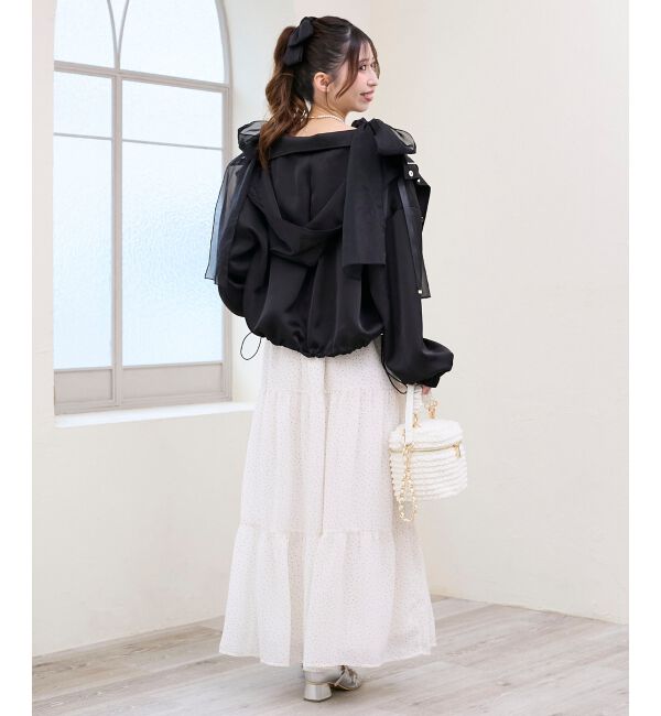  「サテンショートフードブルゾン」|ブルゾン・スタジャン|