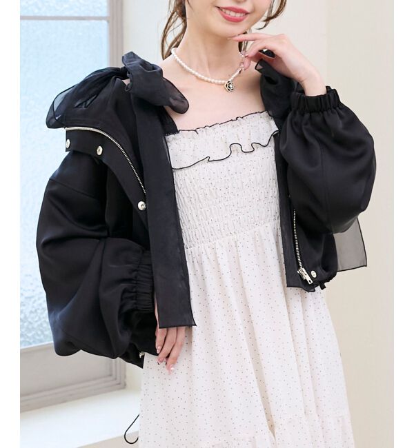  「サテンショートフードブルゾン」|ブルゾン・スタジャン|