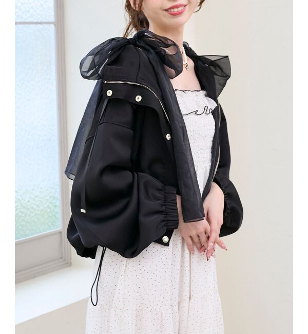  「サテンショートフードブルゾン」|ブルゾン・スタジャン|