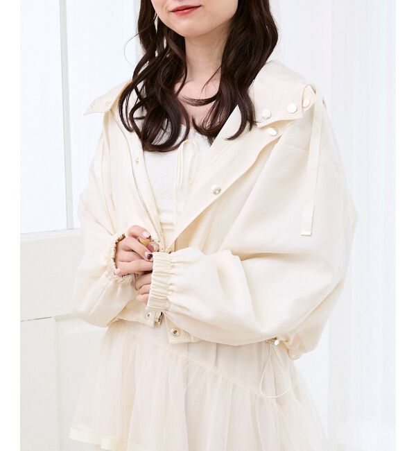  「サテンショートフードブルゾン」|ブルゾン・スタジャン|