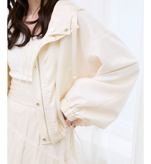  「サテンショートフードブルゾン」|ブルゾン・スタジャン|