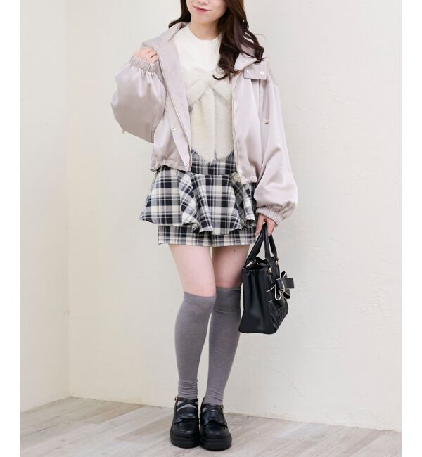  「サテンショートフードブルゾン」|ブルゾン・スタジャン|